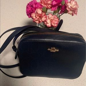 Navy Blue Coach Perforated Crossbody